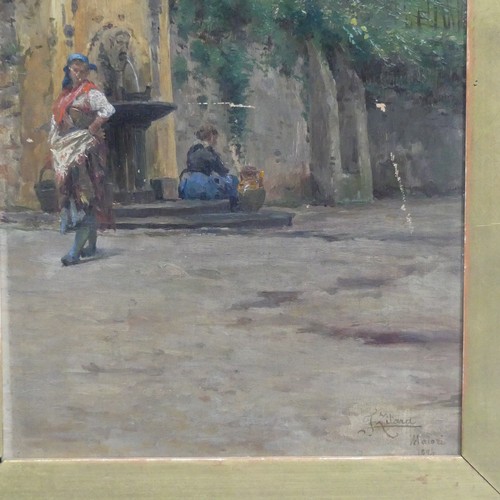 240 - Italian School (19th century), Maiori, oil on panel, signed T. Zilard (?), 1894, 38cm x 19cm, in sli... 