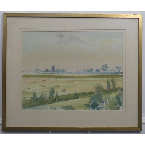 260 - Keith Money (New Zealand, b.1935), Norfolk landscape with windmill, watercolour, signed, 29cm x 52cm... 