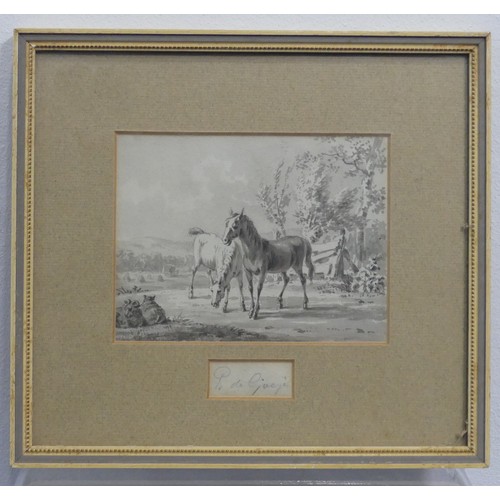 228 - 19th century Continental School, Mother and daughter beneath a ruined arch in wooded landscape, wate... 