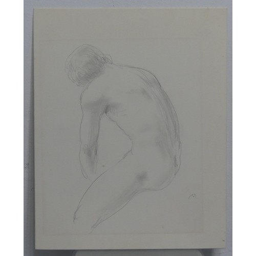 268 - Keith Money (New Zealand, b.1935), Taisun playing infeshui, charcoal on paper, signed, 30cm x 25cm, ... 