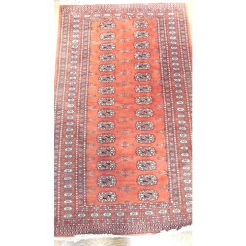 646 - Tribal rugs; an finely-knotted red ground Bokhara rug, wool pile on a cotton base, 170cm x 98cm, goo... 