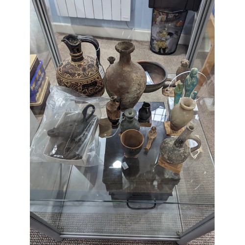 182 - A quantity of antiquities and later antiquity type Objects, to comprise a Roman Oil Lamp, a terracot... 