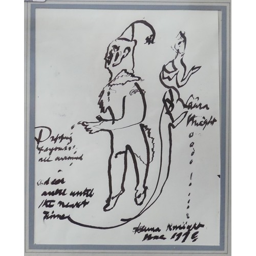 276 - Dame Laura Knight, R.A (British 1877-1970) cartoon sketch of a clown, pen and ink, signed and dated,... 