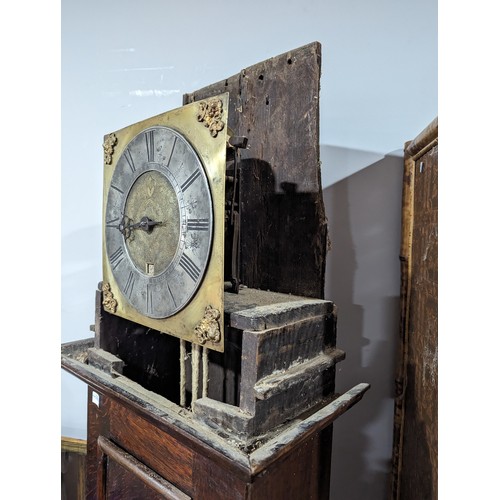 311 - An 18th century oak 30hr single hand Longcase Clock, 10 inch brass dial, unsigned, with silvered cha... 