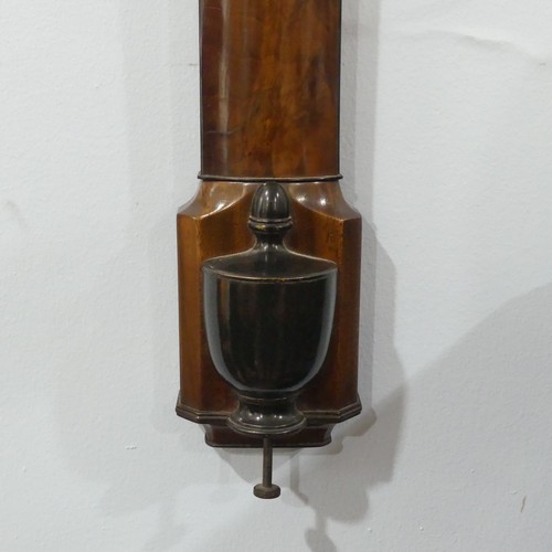 297 - A good George III Mahogany bowfront Stick Barometer, signed J Ramsden, London, circa 1790, concealed... 