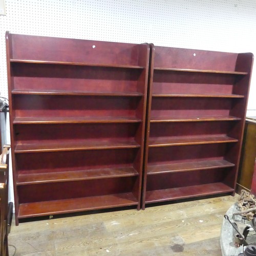 621 - A pair of large vintage mahogany open Bookcases, made of reclaimed wood, W 133 cm x H 185 cm x D 26 ... 