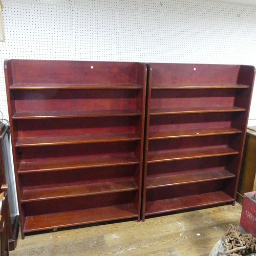 621 - A pair of large vintage mahogany open Bookcases, made of reclaimed wood, W 133 cm x H 185 cm x D 26 ... 