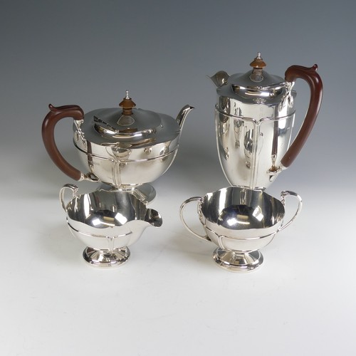 1 - A George V silver four piece Tea Set, by Ollivant & Botsford, hallmarked London 1927 (the hot wa... 