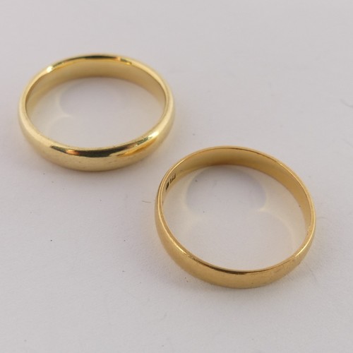 353 - An 18ct yellow gold Band, Size N, 4.2g, together with a 22ct gold Band, Size L, 2.4g (2)... 