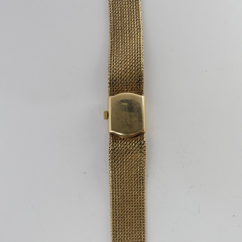 204 - A 9ct yellow gold lady's Omega Wristwatch, signed square dial with baton markers, with cal. 485 17-j... 