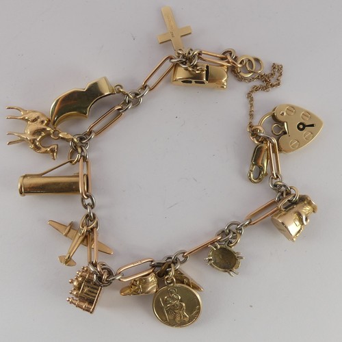 318 - An 18ct two colour gold Bracelet, with a replacement 9ct gold clip fastening and associated padlock ... 