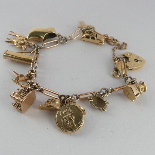 318 - An 18ct two colour gold Bracelet, with a replacement 9ct gold clip fastening and associated padlock ... 