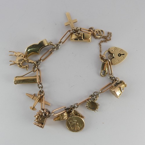 318 - An 18ct two colour gold Bracelet, with a replacement 9ct gold clip fastening and associated padlock ... 