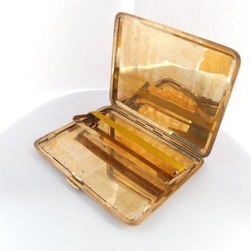 357 - A 9ct yellow gold Cigarette Case,  with engine turned decoration, the interior with inscription, 10.... 