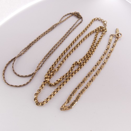 359 - A 9ct yellow gold circular link Chain, 45cm long, together with a narrow 9ct gold chain, 46cm long, ... 