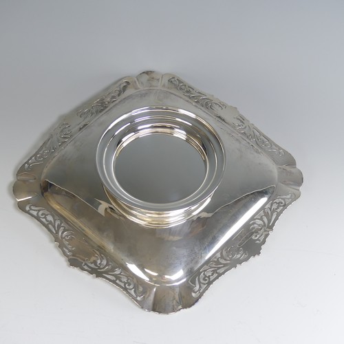 5 - A George V silver Tazza, hallmarked London 1934, makers mark rubbed, of square form with pierced rim... 