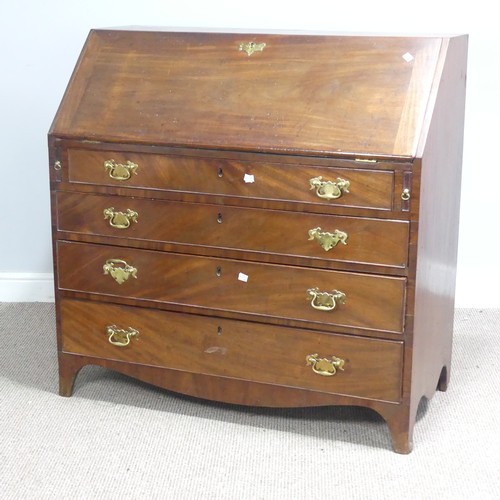 503 - A 19th century mahogany Bureau, fall front concealing fitted interior, above four long graduating dr... 