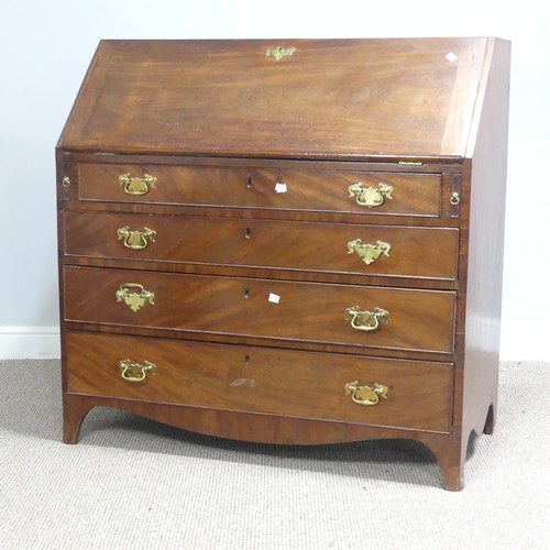 503 - A 19th century mahogany Bureau, fall front concealing fitted interior, above four long graduating dr... 