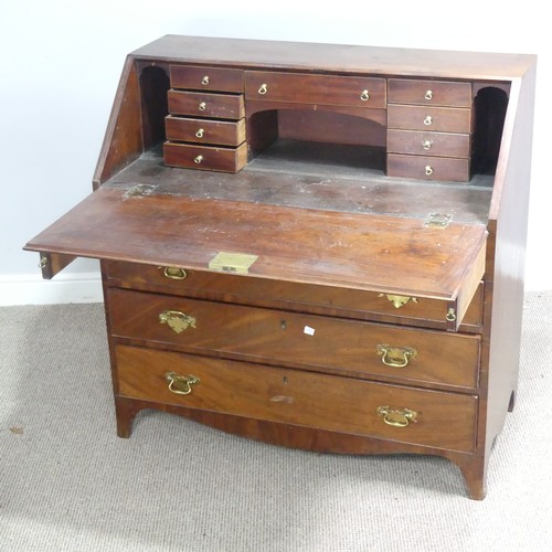 503 - A 19th century mahogany Bureau, fall front concealing fitted interior, above four long graduating dr... 