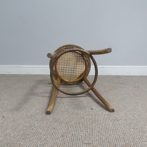 518 - A set of three Edwardian possibly beech cane seated bedroom Chairs, with turned spindle bar backs, W... 