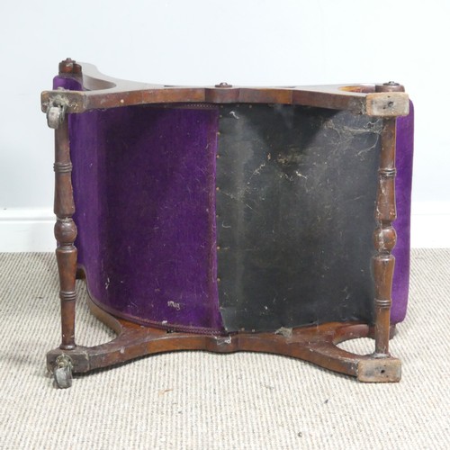 520 - An antique Regency style scroll mahogany Nursing Chair, with button-back purple upholstery, W 40 cm ... 