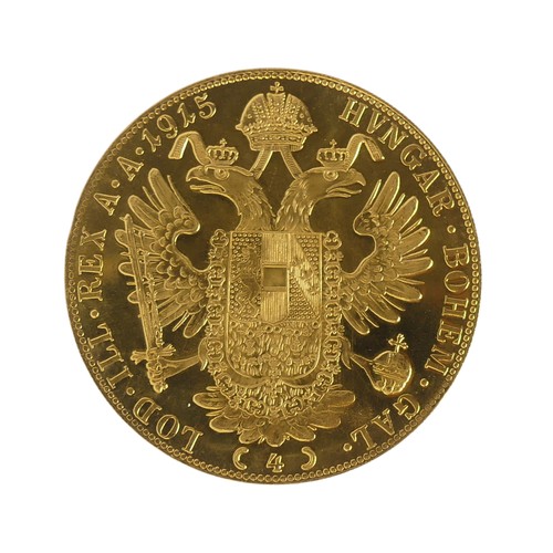 424 - An Austrian gold 4 Ducat Coin, 1915 re-strike.