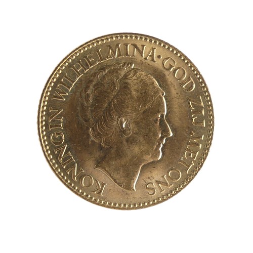 439 - A Dutch Wilhelmina 10 Gulden gold Coin, dated 1925.