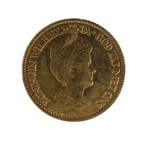 441 - A Dutch Wilhelmina 10 Gulden gold Coin, dated 1911.