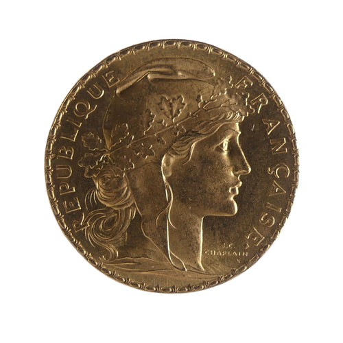 443 - A French gold 20 Francs, dated 1907.