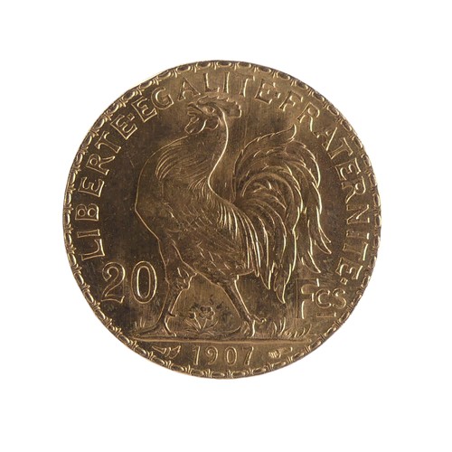 443 - A French gold 20 Francs, dated 1907.