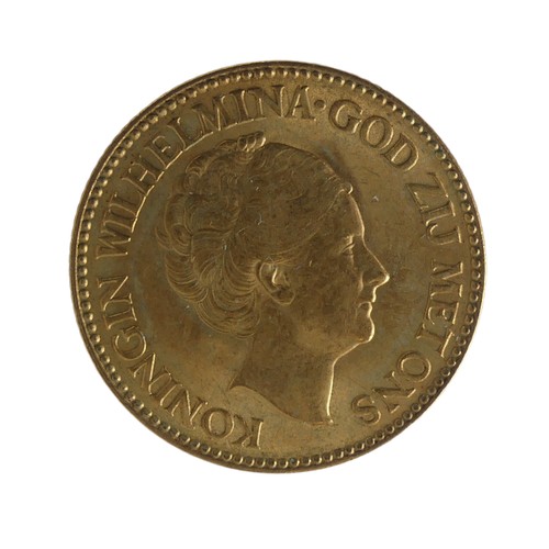 445 - A Dutch Wilhelmina 10 Gulden gold Coin, dated 1933.