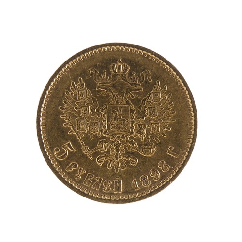 449 - A Russian Nicholas II gold 5 Roubles, dated 1898.