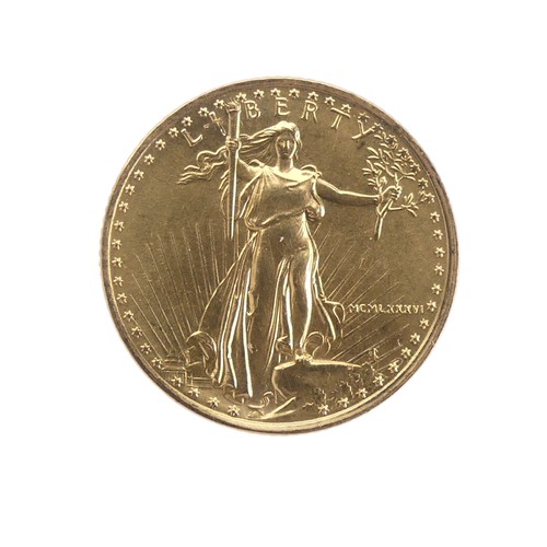 452 - United States; A 5 Dollars 1/10oz fine gold Coin Token, dated 1986, together with a 1 dollar gold co... 