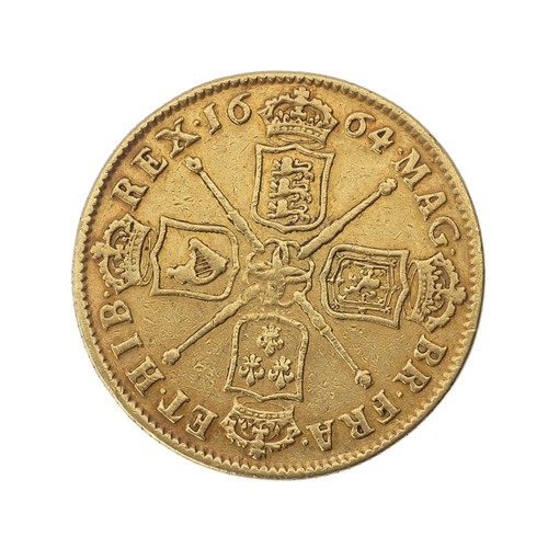 430 - A Charles II gold Two Guineas, dated 1664, with elephant below bust (S.3334), 30mm diameter, 16.5g.... 
