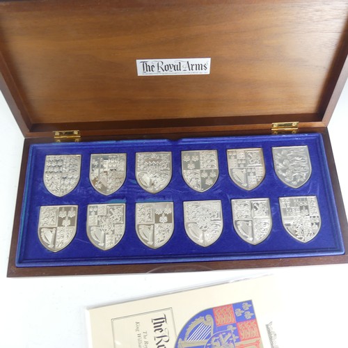 61 - A cased set of twelve Elizabeth II silver Depictions of the Royal Coats-of-Arms, by Yorkshire Mint, ... 