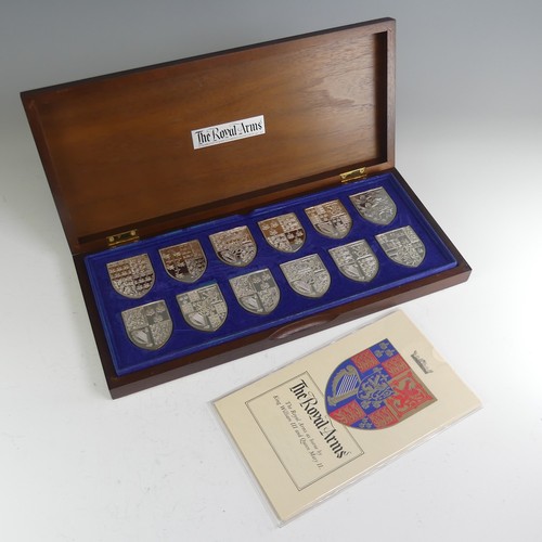 61 - A cased set of twelve Elizabeth II silver Depictions of the Royal Coats-of-Arms, by Yorkshire Mint, ... 