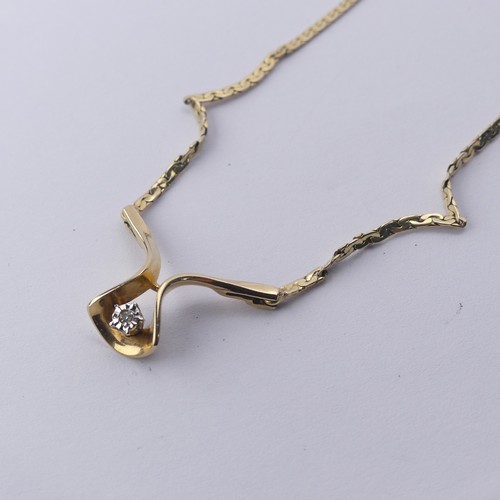 312 - A 9ct yellow gold Pendant, set small diamond point, on an integral chain with box clasp, 42cm long, ... 