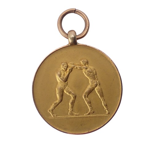 364 - A 9ct yellow gold Boxing Prize Fob Medallion, with inscription to the reverse dated 1921, 7.5g.... 