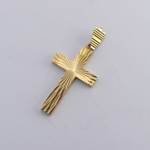 315 - An 18ct yellow gold cross Pendant, on suspension loop, total length 5cm, 5g.