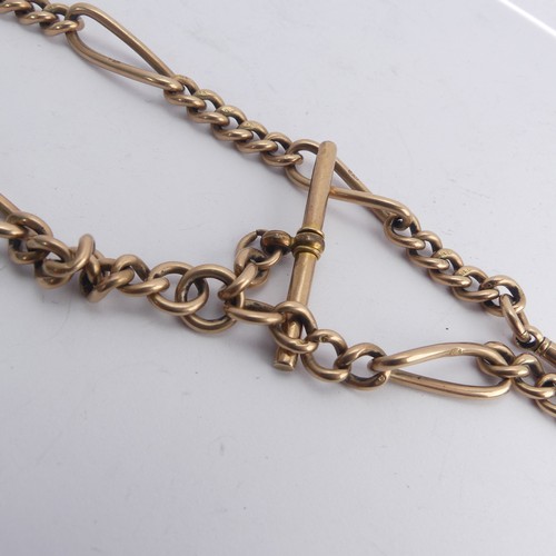 316 - A 9ct yellow gold Watch Chain, with T-bar and clip fittings, 31cm long, approx. total weight 40g.... 