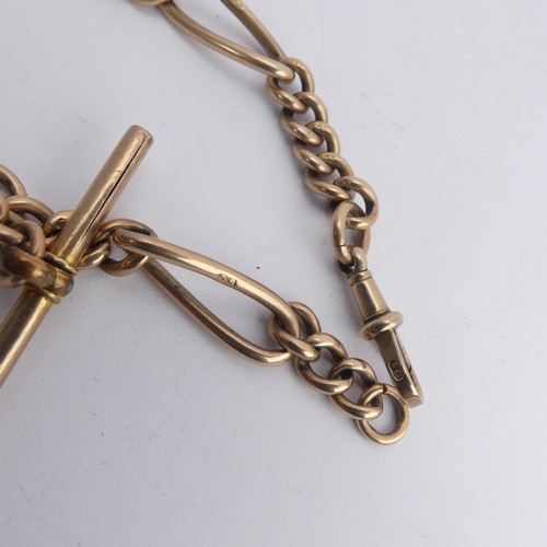 316 - A 9ct yellow gold Watch Chain, with T-bar and clip fittings, 31cm long, approx. total weight 40g.... 