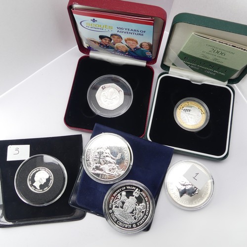 480 - A cased silver proof £2 Coin, dated commemorating Brunel, with certificate, together with a cased Sc... 