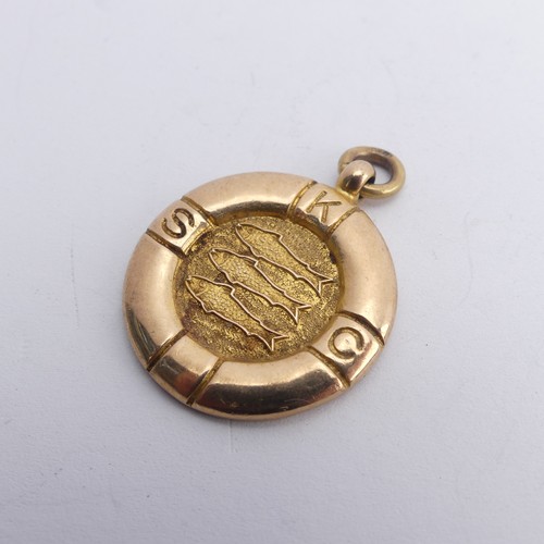 369 - A 9ct gold Prize Fob, awarded from the Kingston Swimming Club, dated 1929, 12g.