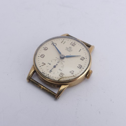 215 - Railwayana; A 9ct gold Smiths De Luxe Wristwatch, champagne dial with Arabic Numerals, subsidiary se... 