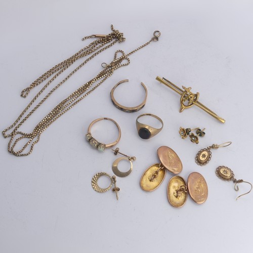 372 - A quantity of damaged / scrap 9ct Gold, including three rings with stones, approx. total weight 19.3... 