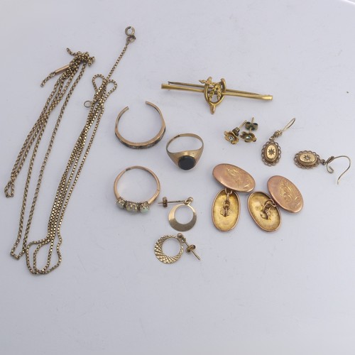 372 - A quantity of damaged / scrap 9ct Gold, including three rings with stones, approx. total weight 19.3... 