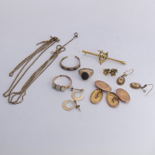 372 - A quantity of damaged / scrap 9ct Gold, including three rings with stones, approx. total weight 19.3... 