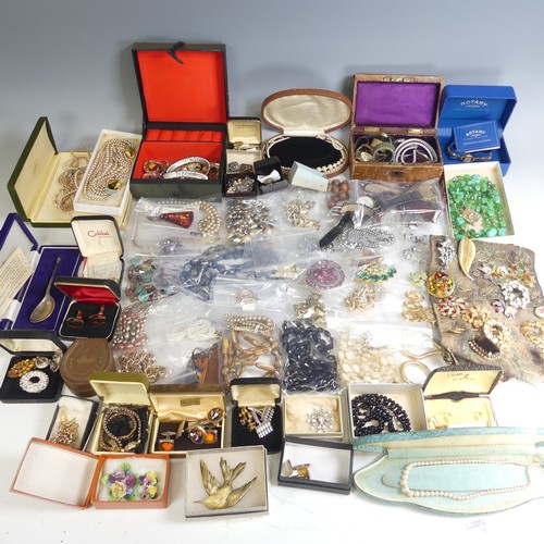 375 - A quantity of Costume Jewellery, including bead necklaces, cultured and faux pearls, 1960's/70's gil... 