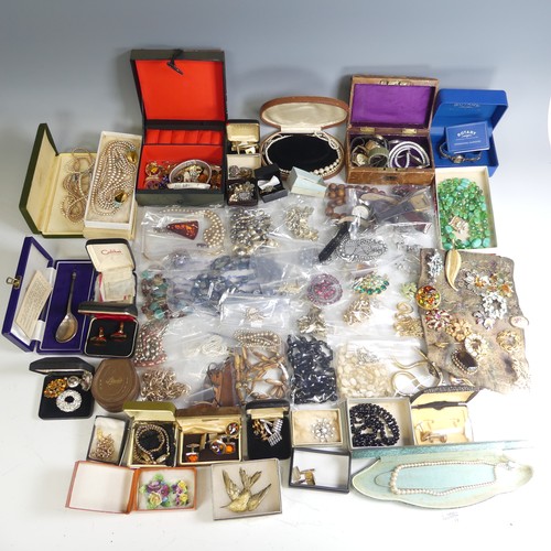 375 - A quantity of Costume Jewellery, including bead necklaces, cultured and faux pearls, 1960's/70's gil... 