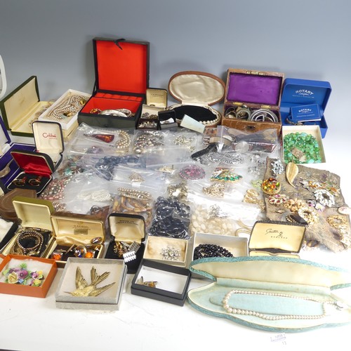 375 - A quantity of Costume Jewellery, including bead necklaces, cultured and faux pearls, 1960's/70's gil... 